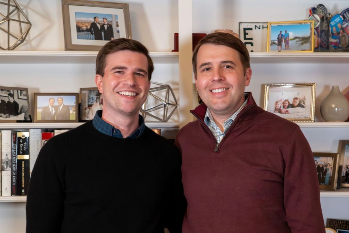 Chris and Vann posing for a hoilday photo