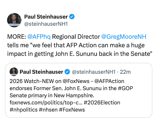 AFP Action making an impact on John Sununu getting back to the Senate